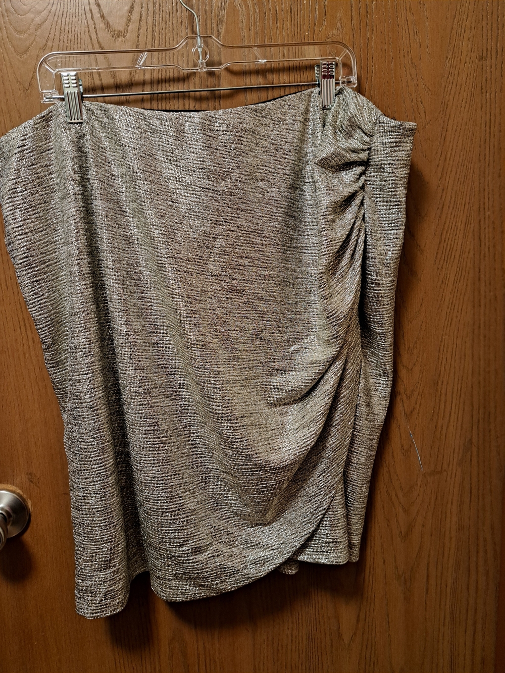 torrid Metallic Ruched Asymmetrical Skirt - Silver